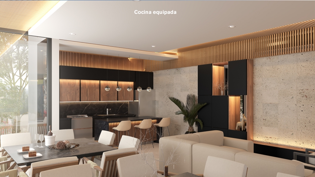 Cocina equipada de váltica departamentos con muebles